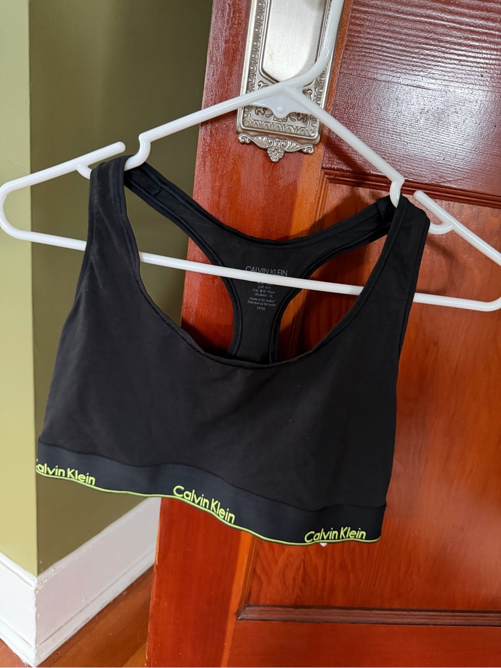Calvin Klein Black Sports Bralette with Neon Yellow Logo Band